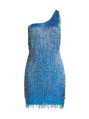 Beaded One-Shoulder Minidress