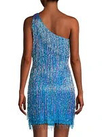 Beaded One-Shoulder Minidress