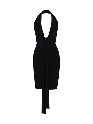 Tie-Front Jersey Knee-Length Dress