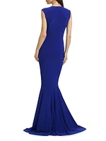 Sleeveless Shirred Fishtail Gown