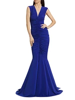 Sleeveless Shirred Fishtail Gown