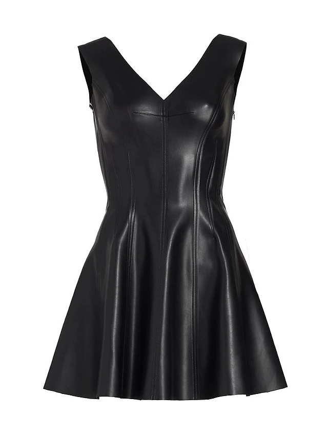 chinese dress ladies Fauber Faux Leather Mini Dress Black / 8