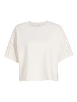 Raylee Eyelet-Embroidered Boxy Short-Sleeve Sweatshirt