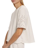 Raylee Eyelet-Embroidered Boxy Short-Sleeve Sweatshirt