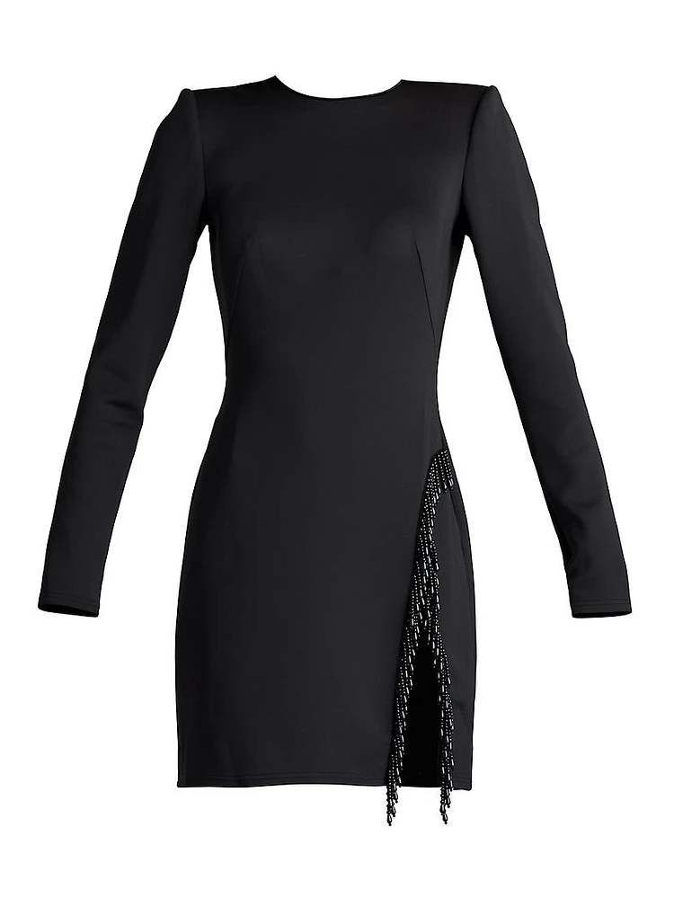 Scuba-Knit Beaded Minidress