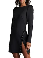 Scuba-Knit Beaded Minidress