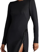 Scuba-Knit Beaded Minidress