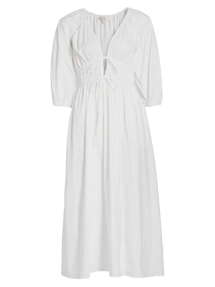 Angela Cotton Shirred Midi Dress