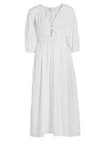 Angela Cotton Shirred Midi Dress