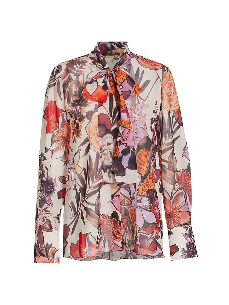 Luna Floral Tie-Neck Blouse