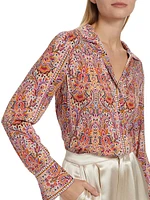 Nylah Paisley Silk-Blend Blouse