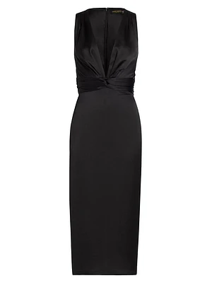 Talon Satin Plunge Midi-Dress