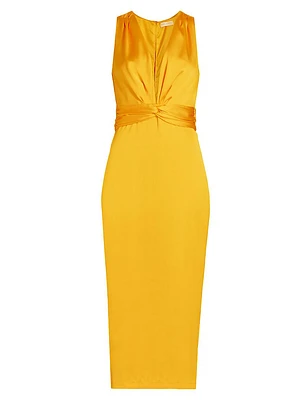 Talon Satin Plunge Midi-Dress