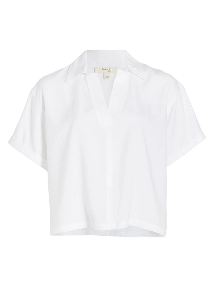 Kailyn Short-Sleeve Poplin Top