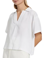 Kailyn Short-Sleeve Poplin Top