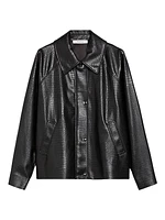 Nepal Crocodile-Embossed Faux Leather Jacket