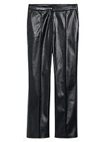 Queva Crocodile-Embossed Faux Leather Trousers