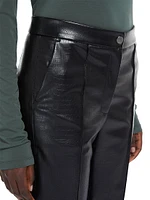 Queva Crocodile-Embossed Faux Leather Trousers