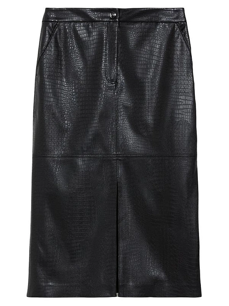 Ethel Croc-Embossed Pencil Skirt