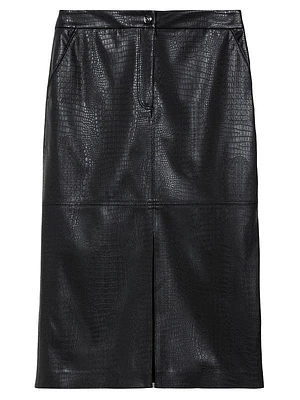 Ethel Croc-Embossed Pencil Skirt