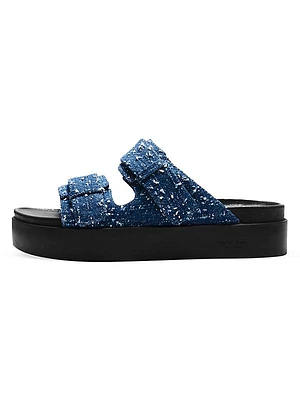 Geo Denim Platform Sandals