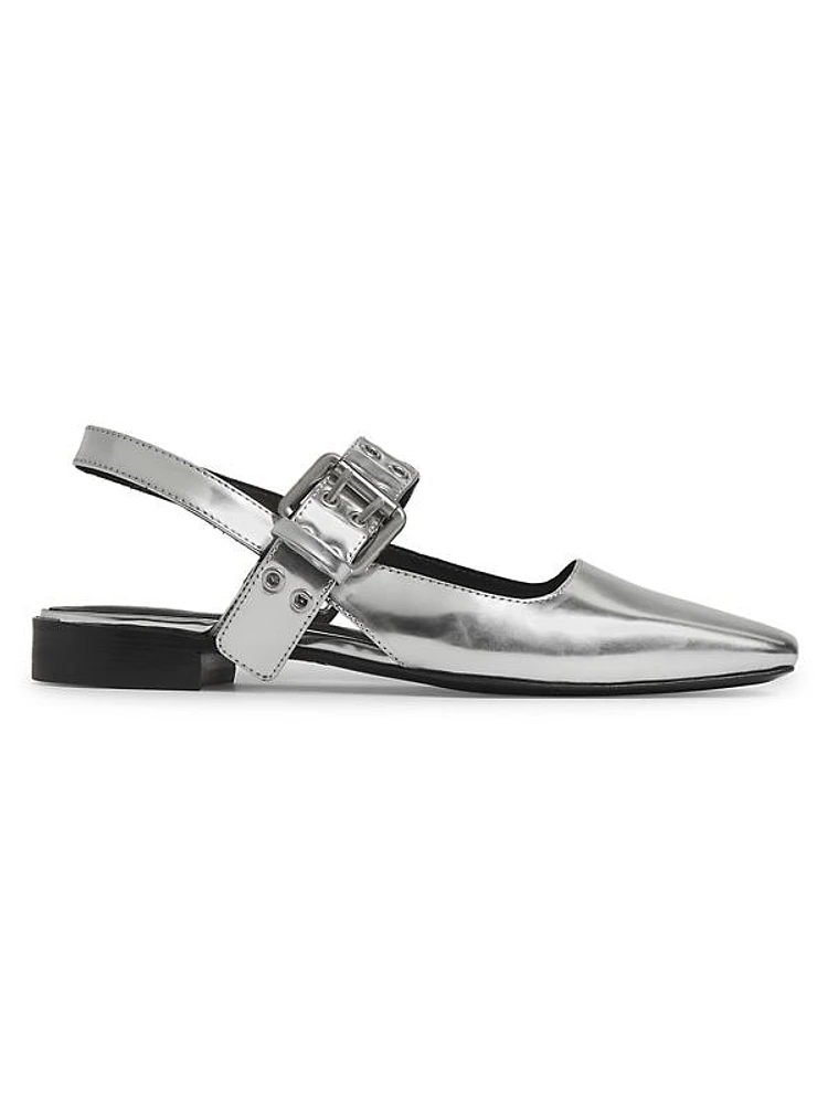 Astra Metallic Leather Slingback Flats