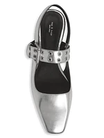 Astra Metallic Leather Slingback Flats