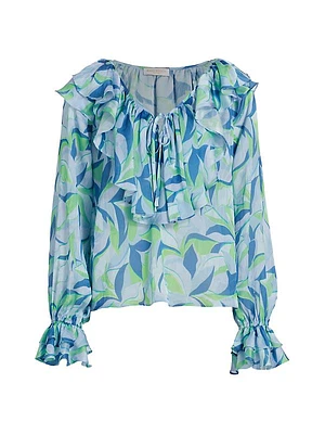 Imani Printed Ruffled Blouse