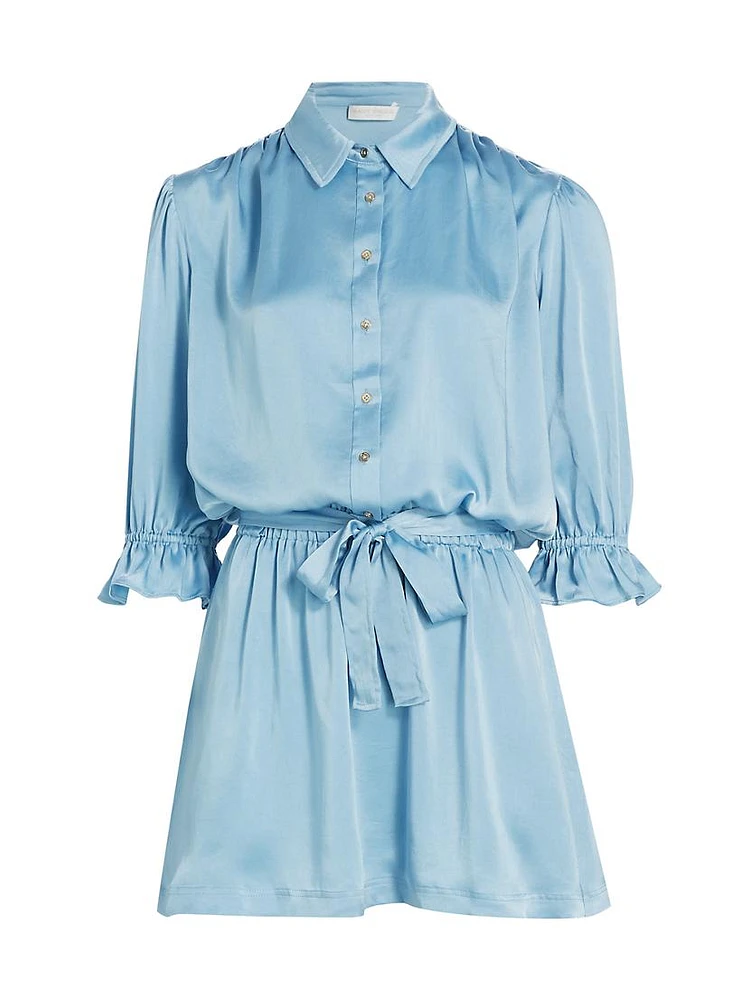 Sky Satin Shirtdress