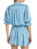 Sky Satin Shirtdress