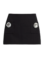 Jumbo Crystal-Embellished Wool Miniskirt