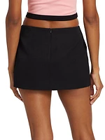 Jumbo Crystal-Embellished Wool Miniskirt