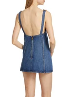 Crystal-Strap Denim Minidress