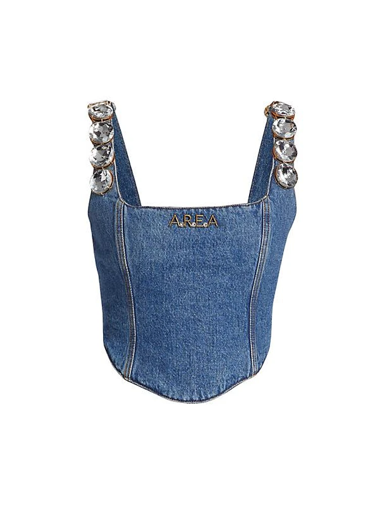 Jumbo Crystal Denim Corset Top