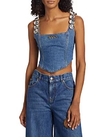 Jumbo Crystal Denim Corset Top