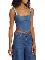 Jumbo Crystal Denim Corset Top