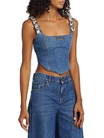 Jumbo Crystal Denim Corset Top