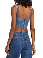 Jumbo Crystal Denim Corset Top