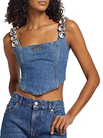 Jumbo Crystal Denim Corset Top