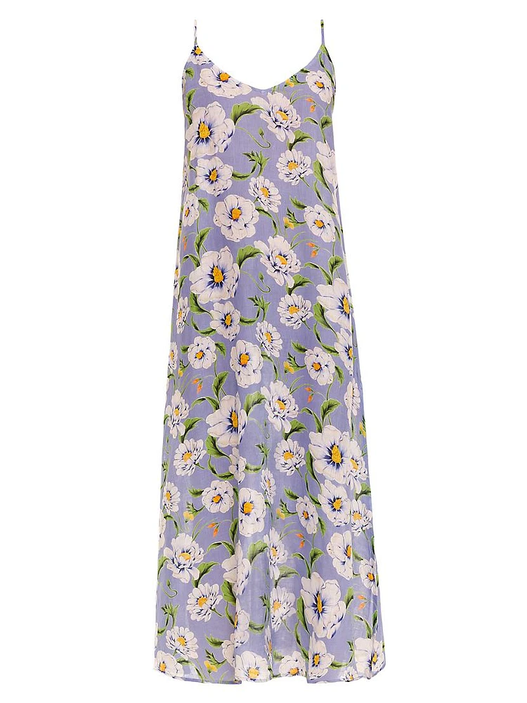 Frida Linen Floral Maxi Dress