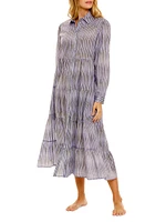 Blue Serenity Kaia Seagrass & Waves Midi-Dress