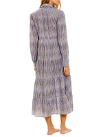 Blue Serenity Kaia Seagrass & Waves Midi-Dress