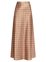 Prue Polka Dot Satin Maxi Skirt