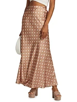 Prue Polka Dot Satin Maxi Skirt