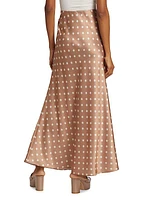 Prue Polka Dot Satin Maxi Skirt