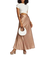 Prue Polka Dot Satin Maxi Skirt