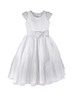 Girl's Organza Lace Cap-Sleeve Dress