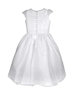 Girl's Organza Lace Cap-Sleeve Dress