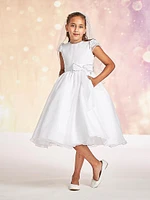 Girl's Organza Lace Cap-Sleeve Dress