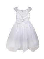 Girl's Organza Cap-Sleeve Dress